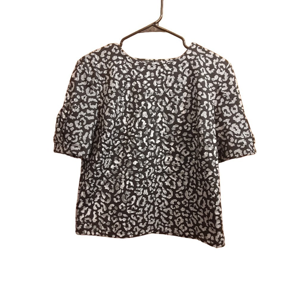 Banana Republic Women's Gigham Abstract Black Gray Sweater Size XS/TP
